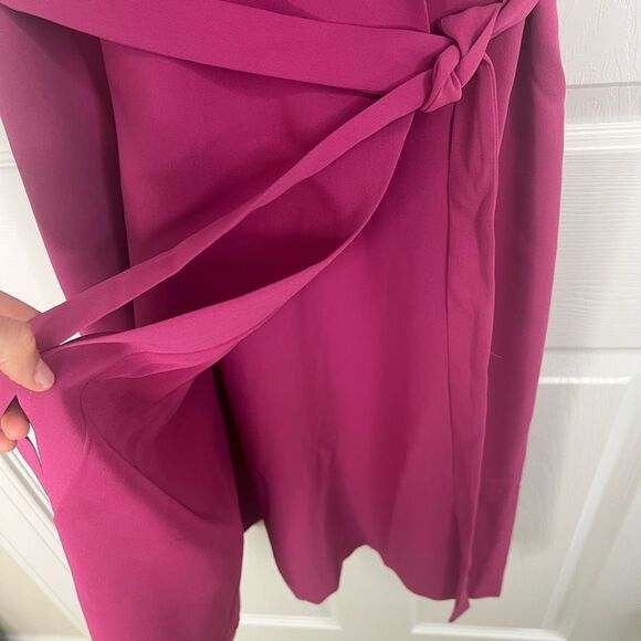 Ann Taylor Magenta Tie Waist Sleeveless Faux wrap Sheath Dress Size 6 NWT - Picture 6 of 16